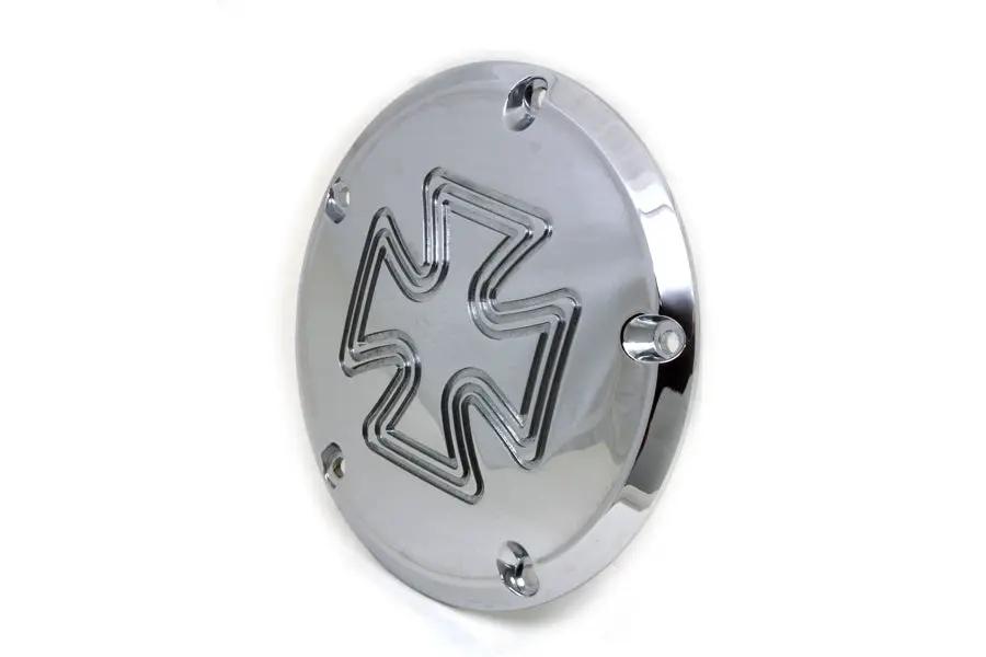 V-Twin Iron Cross Derby Cover Chrome Billet for Harley Davidson FXST (1999-2008) by V-Twin