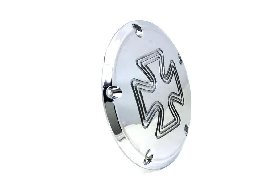 V-Twin Iron Cross Derby Cover Chrome Billet for Harley Davidson FXST (1999-2008) by V-Twin