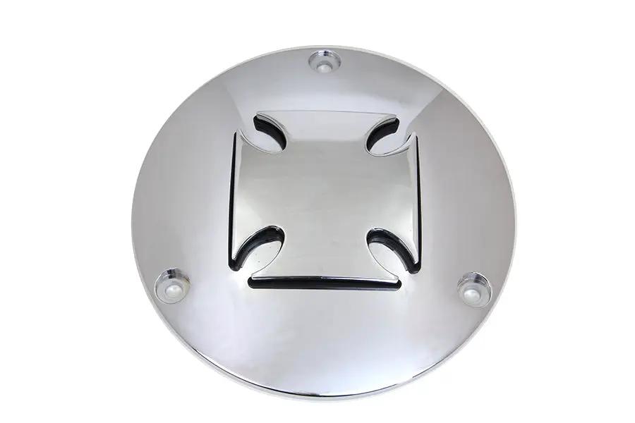 V-Twin Iron Cross Raised Primary Derby Cover Chrome Billet for Harley Davidson FL (1970-1979) by V-Twin