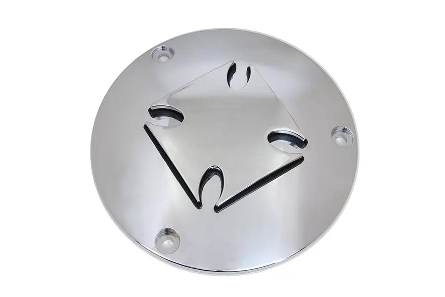 V-Twin Iron Cross Raised Primary Derby Cover Chrome Billet for Harley Davidson FL (1970-1979) by V-Twin