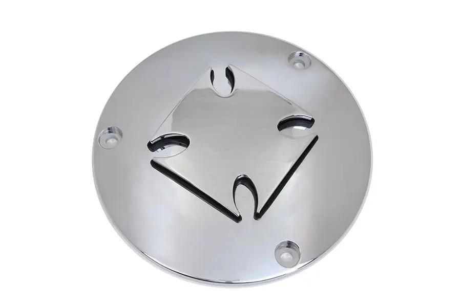 V-Twin Iron Cross Raised Primary Derby Cover Chrome Billet for Harley Davidson FL (1970-1979) by V-Twin