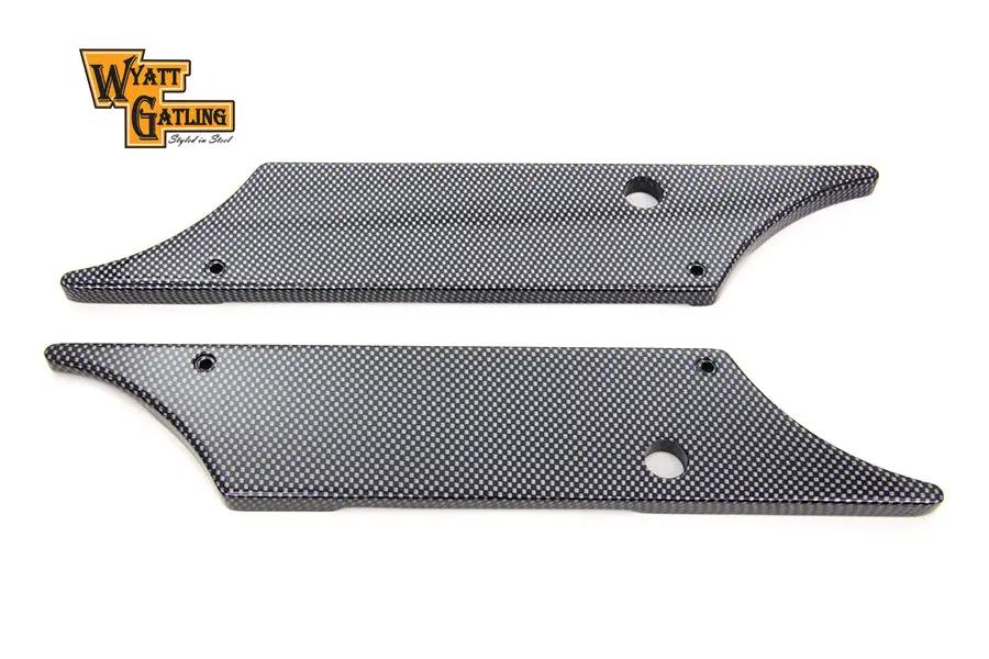 V-Twin Wyatt Gatling Saddlebag Face Plate for Harley Davidson FLT - Black Aluminum with Carbon Fiber Look by V-Twin