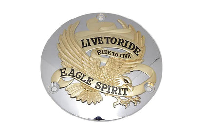 V-Twin Eagle Spirit Derby Cover with Gold Inlay for Harley Davidson FL Models by V-Twin