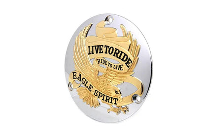 V-Twin Eagle Spirit Derby Cover with Gold Inlay for Harley Davidson FL Models by V-Twin