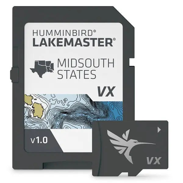 Humminbird Lakemaster VX Mid-South States microSD card for detailed lake mapping