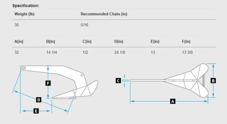 Lewmar 35LB DTX Anchor