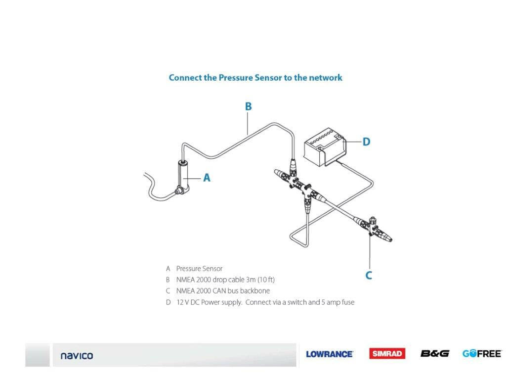 Lowrance NMEA 2000 Pressure Sensor Model 000-11523-001 for Marine Monitoring