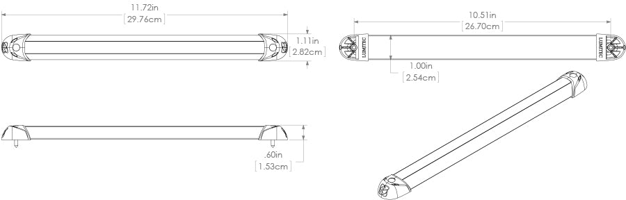 Lumitec RAIL2 12in Rail Light Spectrum RGBW LED Brushed Finish 12/24v