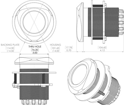 Lumitec Typhoon Spectrum Thru Hull 12/24v RGBW LED Underwater