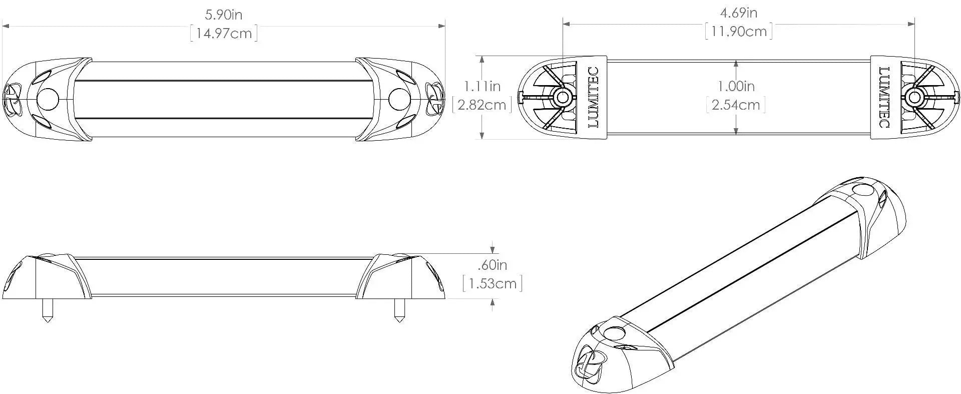 Lumitec 6in Mini RAIL2 Spectrum 10-30vDC Brushed Housing