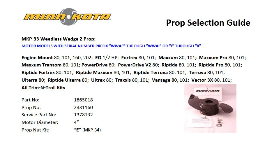 Minn Kota MKP-33 2331160 Prop Weedless Wedge 2