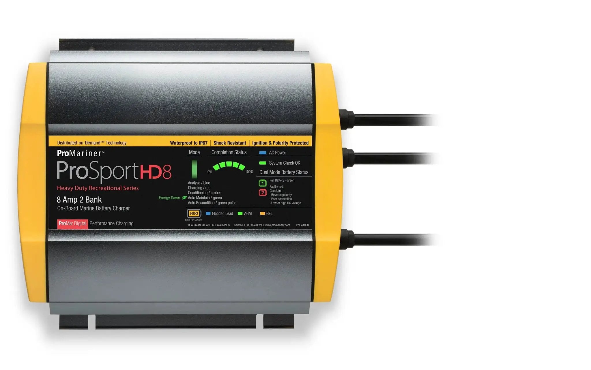 ProMariner ProSport HD 8 Gen4 8 Amp Battery Charger 12/24v 2 Bank 120v Input by ProMariner