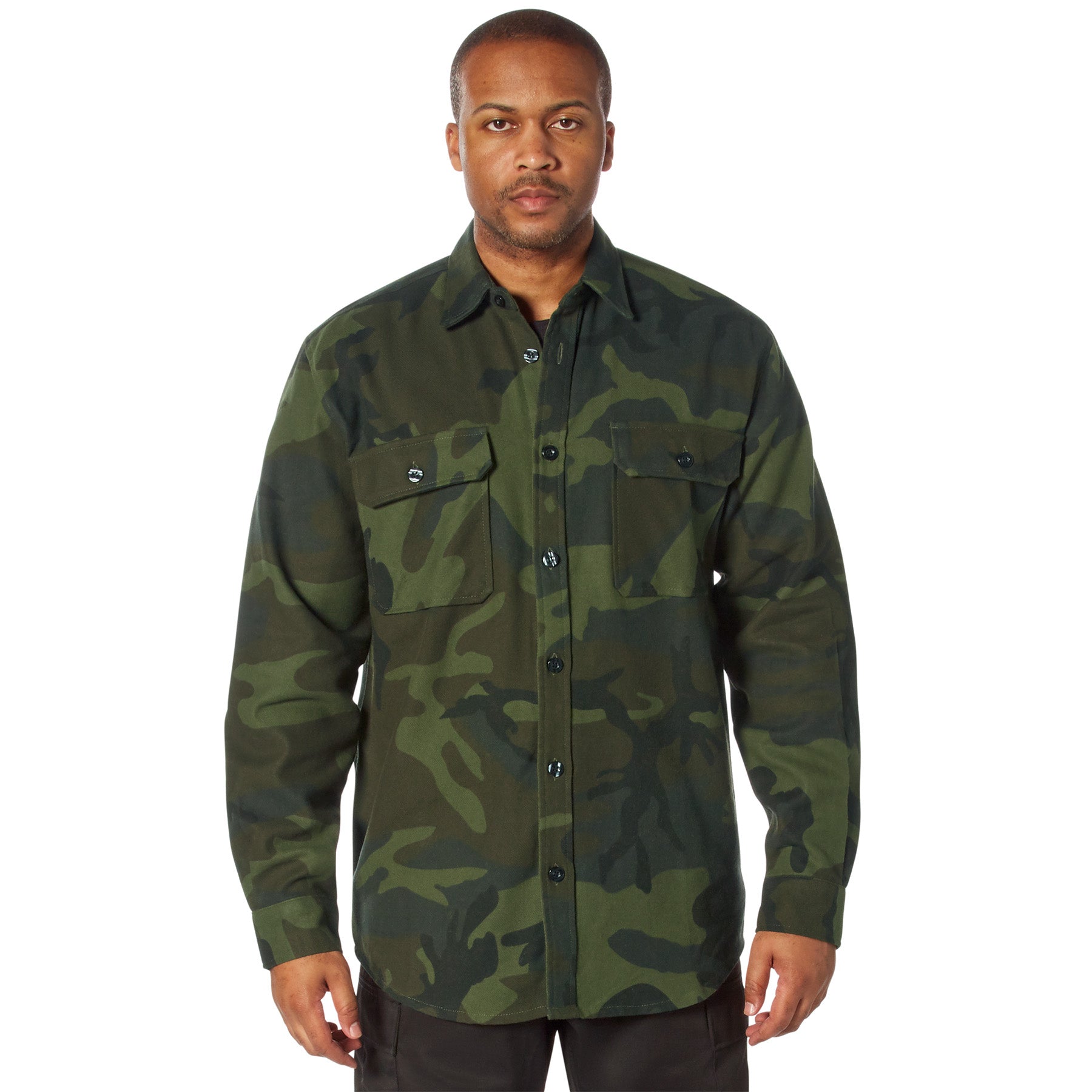 Rothco Midnight Camo Flannel Shirt - Woodland Camo, Size Medium