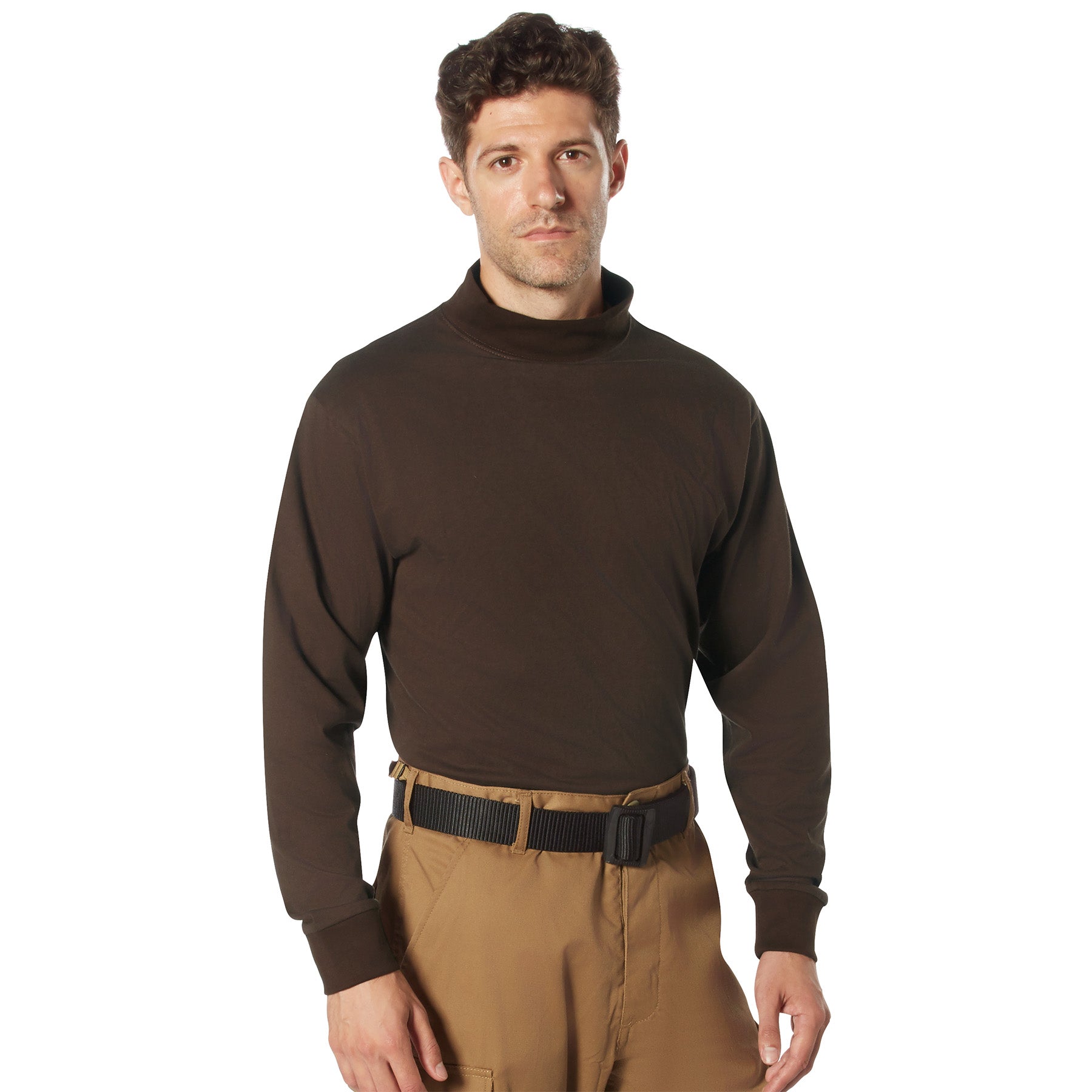 Rothco Mock Turtleneck Dark Brown Size M – Versatile Base Layer for Law Enforcement and Public Safety