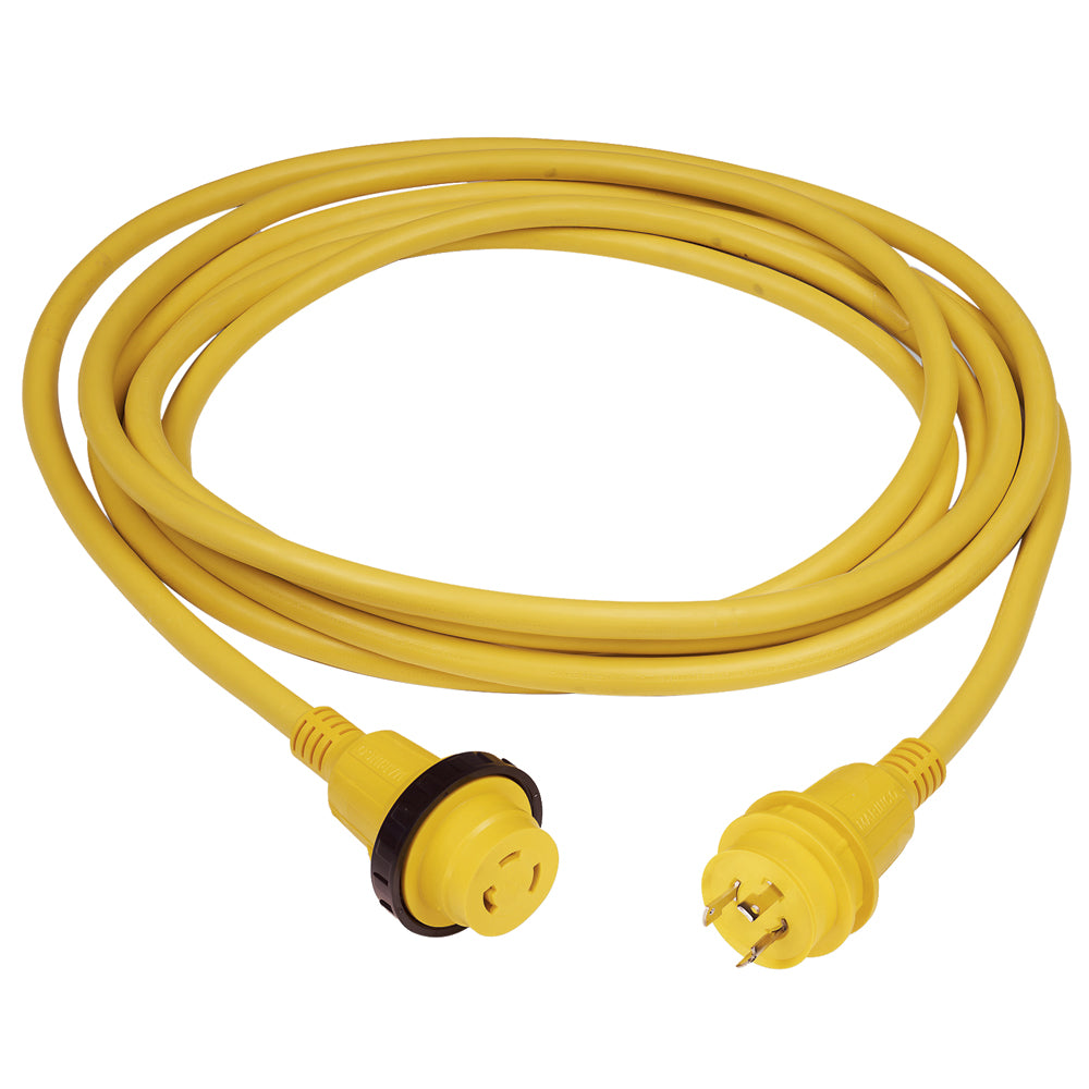 Marinco 30 Amp PowerCord PLUS Cordset with Power-On LED, 50ft, Yellow