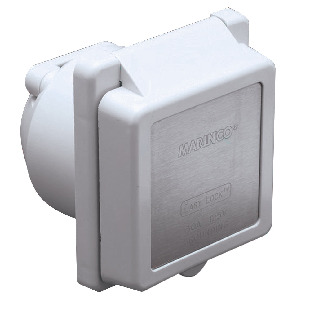 Marinco 301EL-B 30 Amp 125 Volt Power Inlet - White, Marine-Grade Industrial Connector
