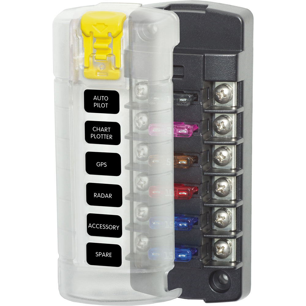 Blue Sea Systems 5035 ST Blade Fuse Block with Cover - 6 Circuit, No Negative Bus
