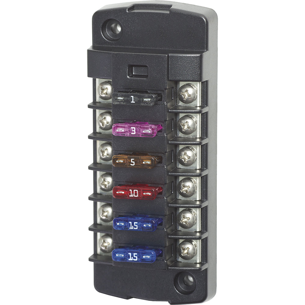 Blue Sea Systems 5037 ST Blade Fuse Block with 6 Circuits, No Cover – Independent Design for Reliable Power Distribution