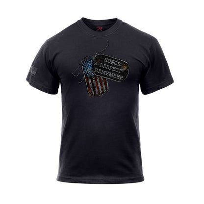 Rothco Honor Respect Remember T-Shirt in Black, Size Large – Patriotic Military Graphic Tee
