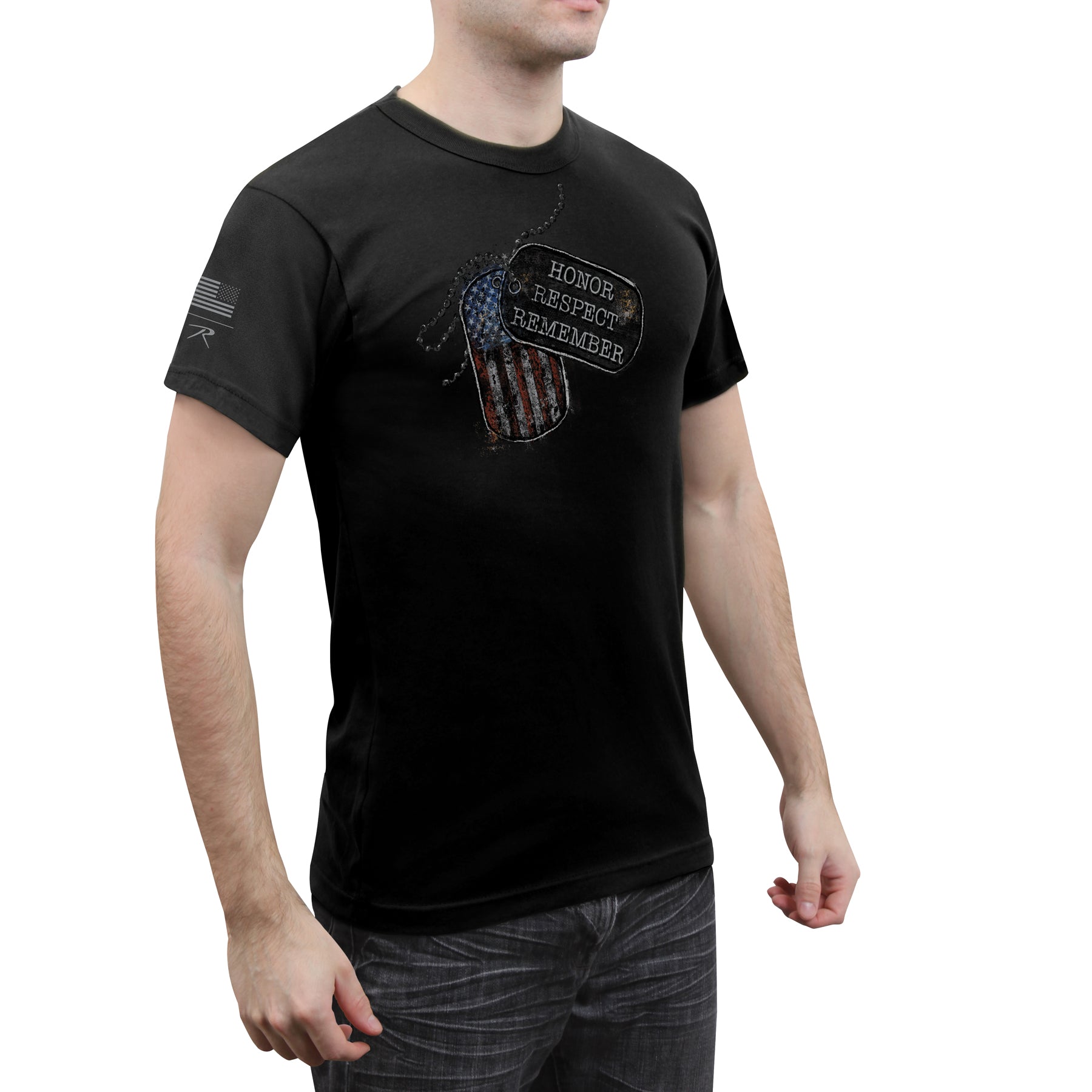 Rothco Honor Respect Remember T-Shirt in Black, Size Large – Patriotic Military Graphic Tee