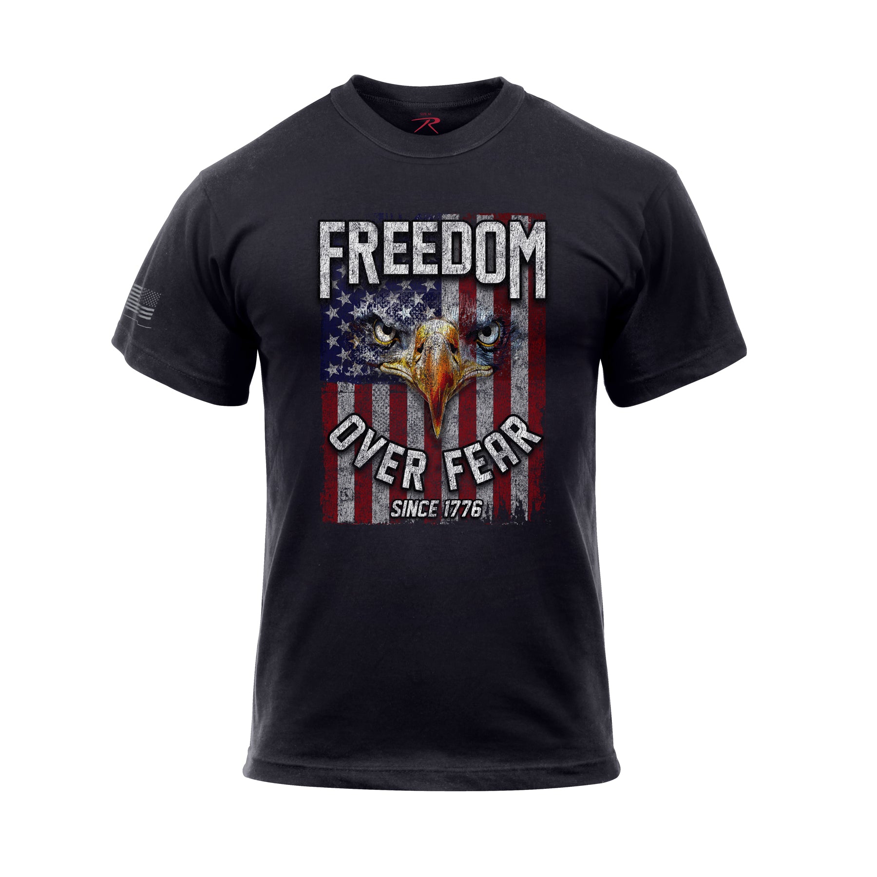 Rothco Freedom Over Fear T-Shirt Black Size XL – Patriotic American Flag and Eagle Graphic Tee