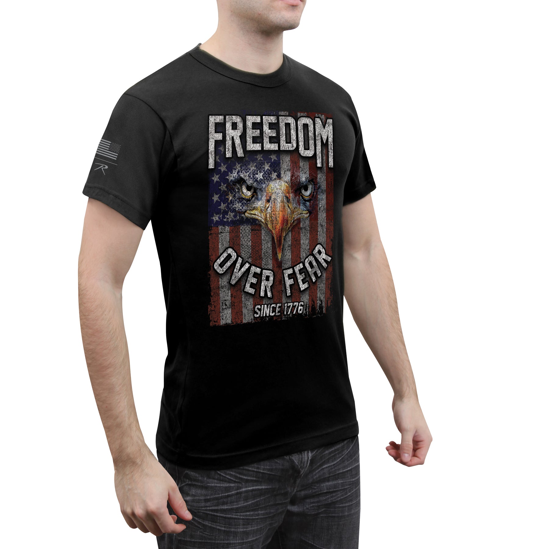 Rothco Freedom Over Fear T-Shirt Black Size XL – Patriotic American Flag and Eagle Graphic Tee