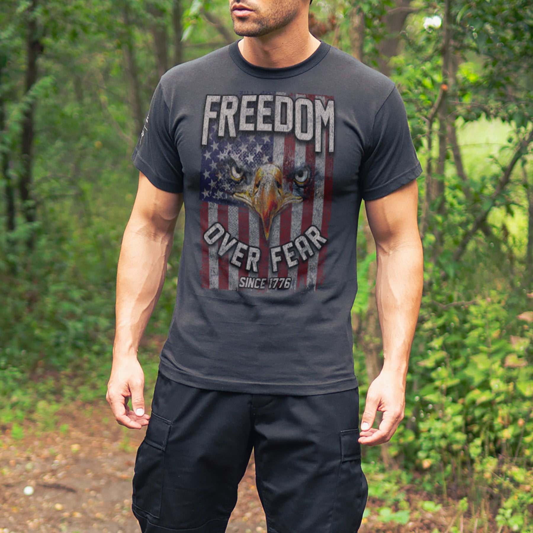 Rothco Freedom Over Fear T-Shirt Black Size XL – Patriotic American Flag and Eagle Graphic Tee
