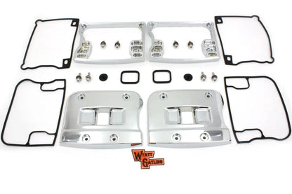 Motorshop Wyatt Gatling Chrome Top Rocker Box Cover and D-Ring Set – Fits Harley Davidson FX and FL Models by Motorshop