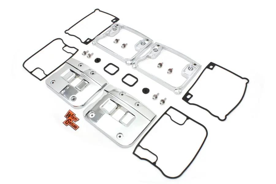 Motorshop Wyatt Gatling Chrome Top Rocker Box Cover and D-Ring Set – Fits Harley Davidson FX and FL Models by Motorshop
