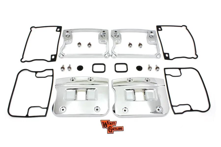 Motorshop Wyatt Gatling Chrome Top Rocker Box Cover and D-Ring Set – Fits Harley Davidson FX and FL Models by Motorshop