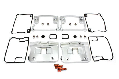 Motorshop Wyatt Gatling Chrome Top Rocker Box Cover and D-Ring Set – Fits Harley Davidson FX and FL Models by Motorshop