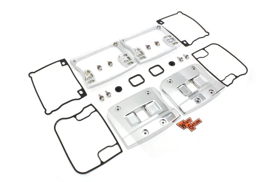 Motorshop Wyatt Gatling Chrome Top Rocker Box Cover and D-Ring Set – Fits Harley Davidson FX and FL Models by Motorshop