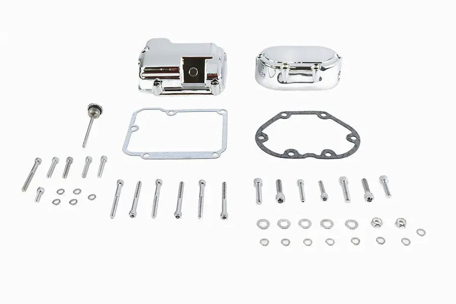 V-Twin 43-0792 Chrome Transmission Side and Top Cover Set for Harley Davidson FXST & FLST Models by V-Twin