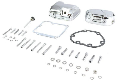 V-Twin 43-0792 Chrome Transmission Side and Top Cover Set for Harley Davidson FXST & FLST Models by V-Twin