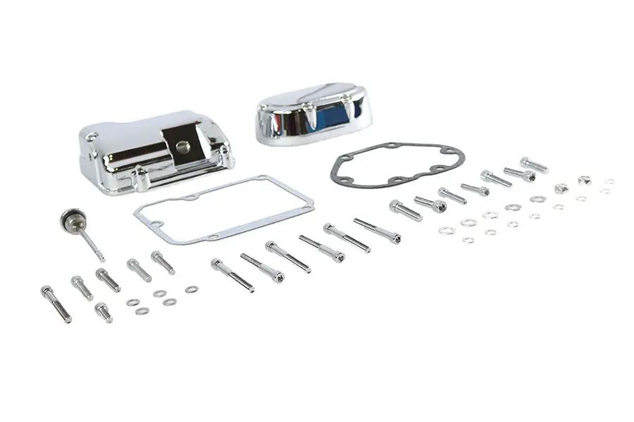 V-Twin 43-0792 Chrome Transmission Side and Top Cover Set for Harley Davidson FXST & FLST Models by V-Twin