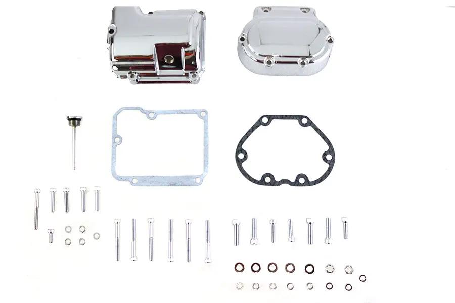 V-Twin 43-0792 Chrome Transmission Side and Top Cover Set for Harley Davidson FXST & FLST Models by V-Twin