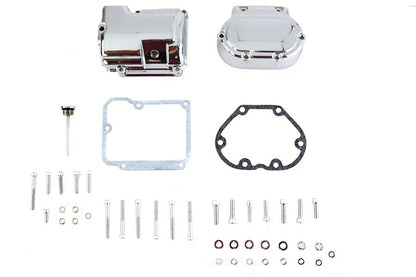 V-Twin 43-0792 Chrome Transmission Side and Top Cover Set for Harley Davidson FXST & FLST Models by V-Twin