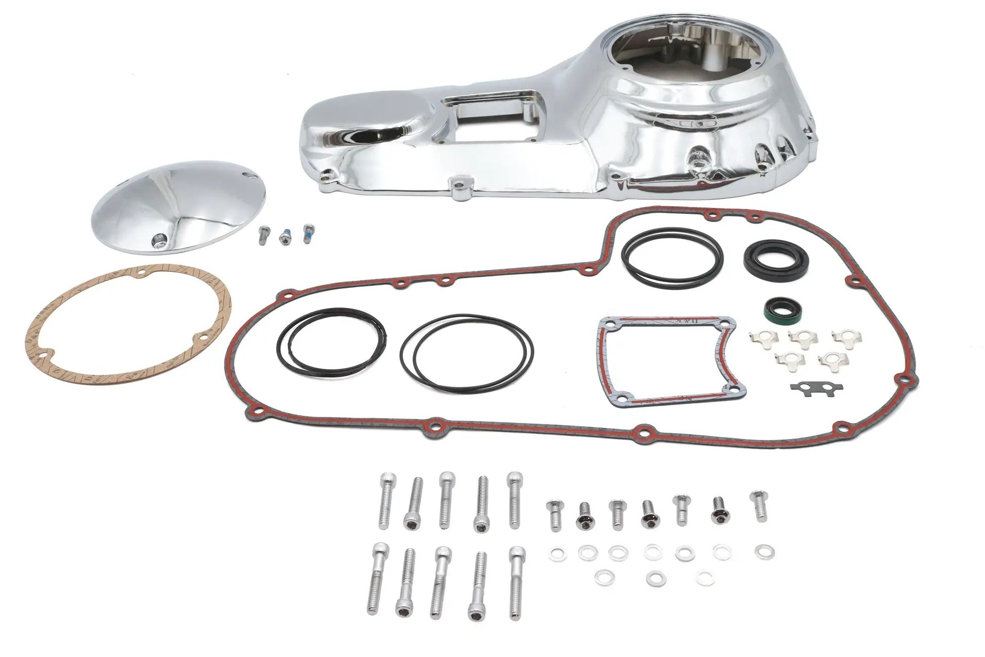 V-Twin FXR Outer Primary Cover Kit with Chrome Finish and Gasket Set for Harley Davidson FLT and FXR Models by V-Twin