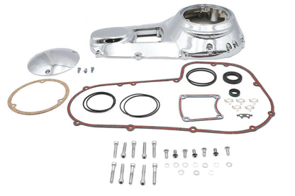 V-Twin FXR Outer Primary Cover Kit with Chrome Finish and Gasket Set for Harley Davidson FLT and FXR Models by V-Twin