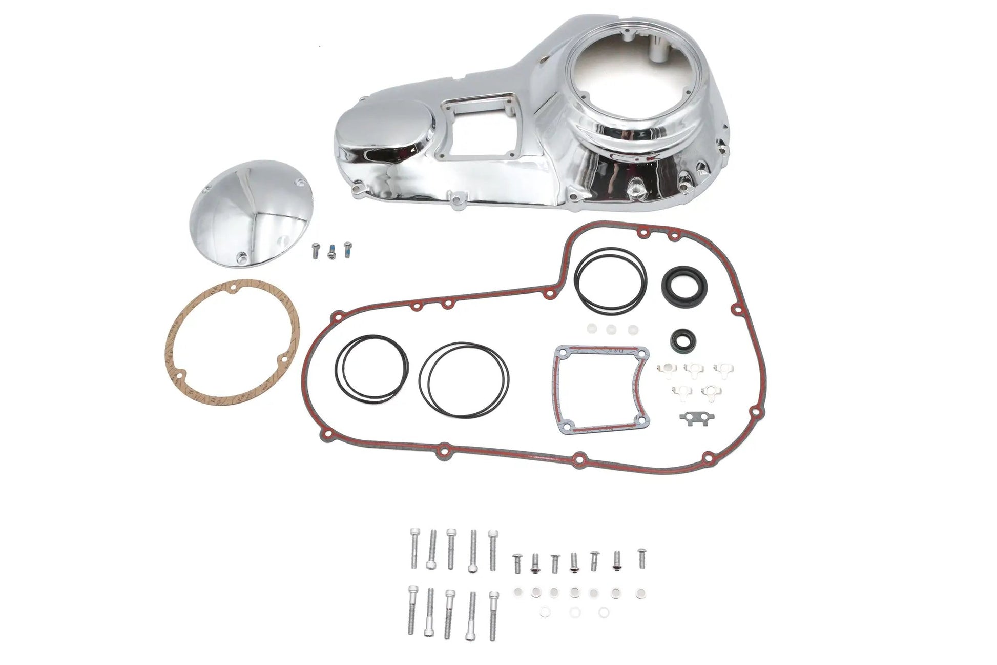 V-Twin FXR Outer Primary Cover Kit with Chrome Finish and Gasket Set for Harley Davidson FLT and FXR Models by V-Twin
