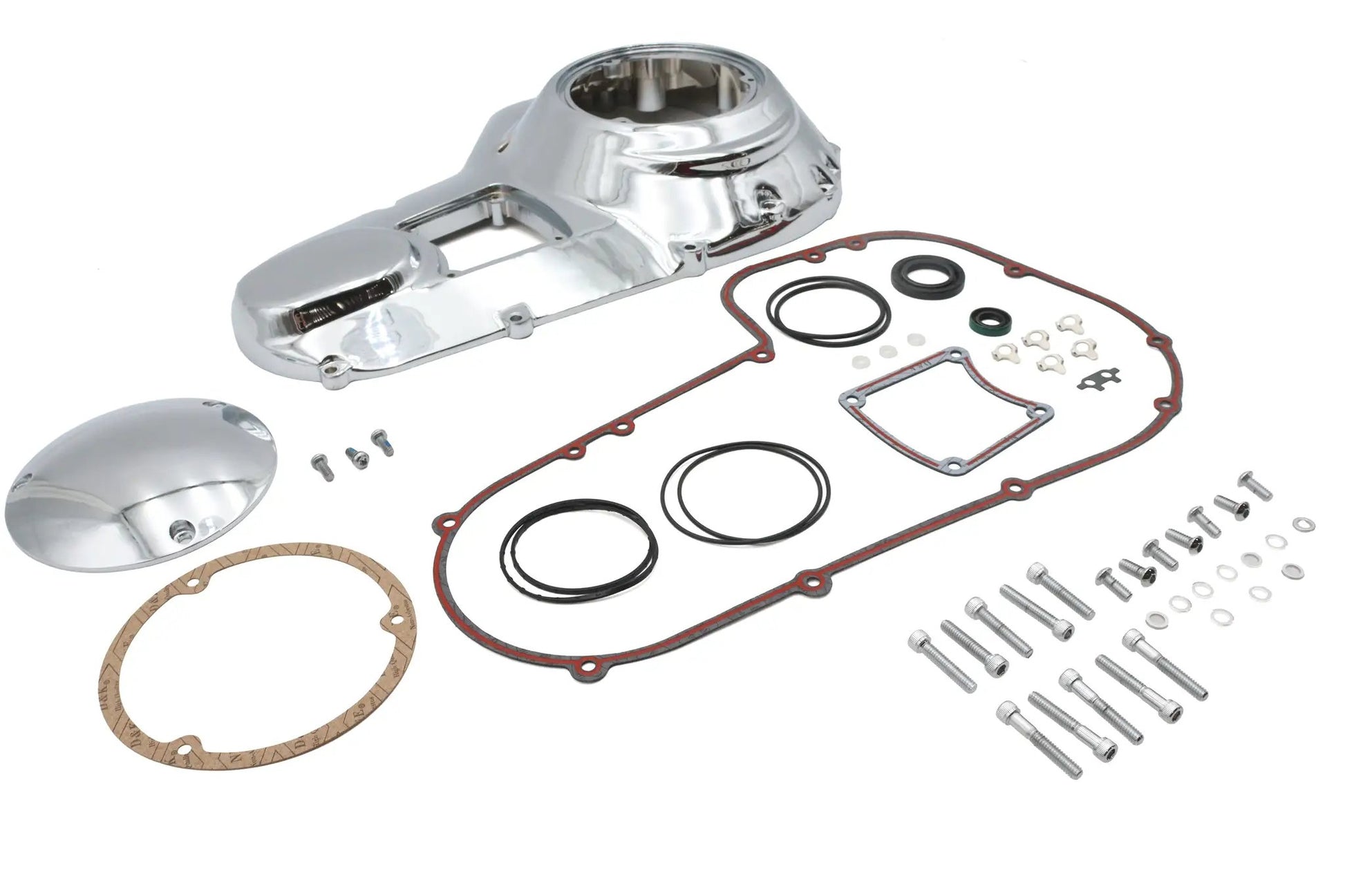 V-Twin FXR Outer Primary Cover Kit with Chrome Finish and Gasket Set for Harley Davidson FLT and FXR Models by V-Twin