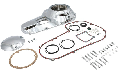 V-Twin FXR Outer Primary Cover Kit with Chrome Finish and Gasket Set for Harley Davidson FLT and FXR Models by V-Twin