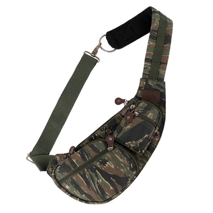 Rothco 24984 Vintage Canvas Crossbody Sling Bag, Tiger Stripe Camo