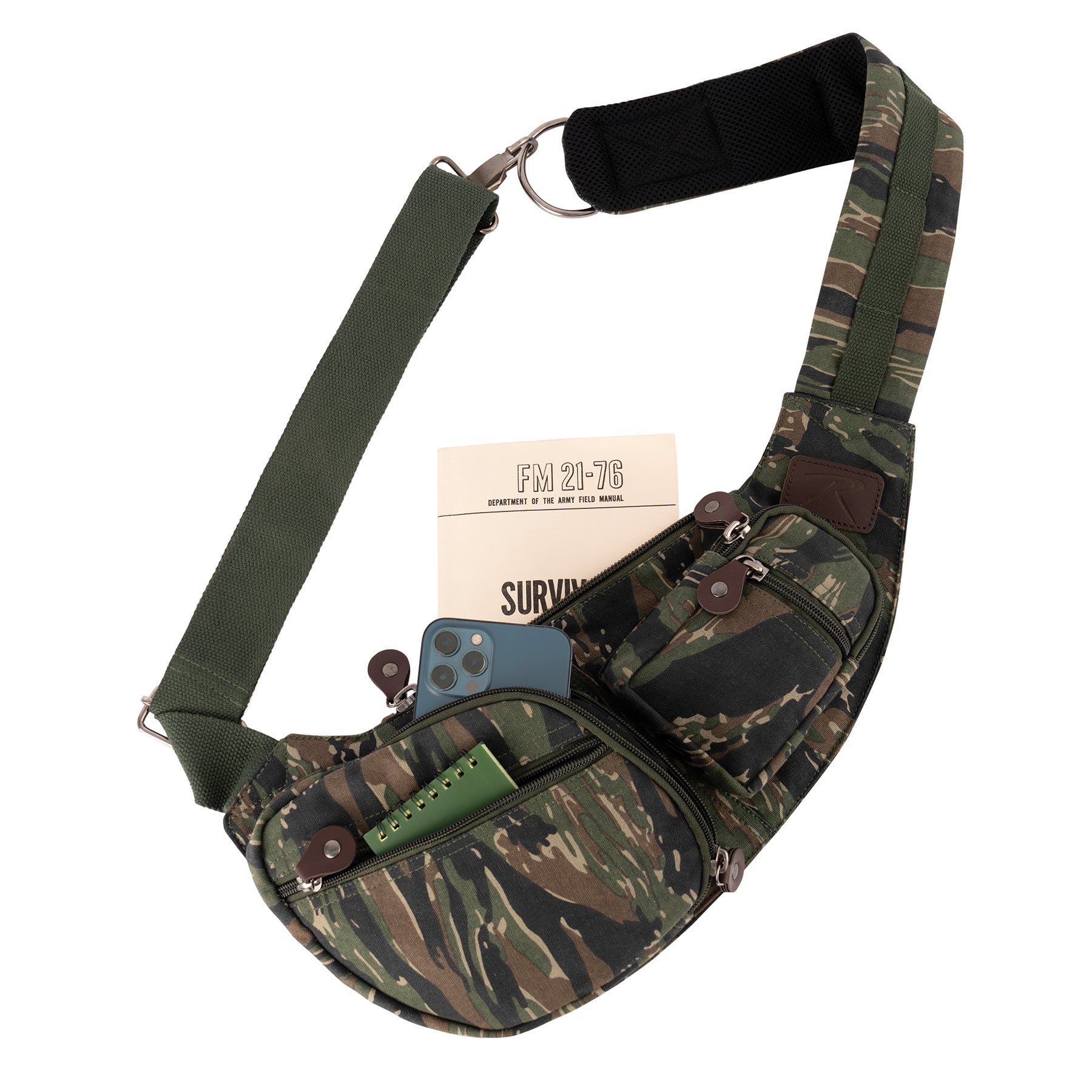 Rothco 24984 Vintage Canvas Crossbody Sling Bag, Tiger Stripe Camo