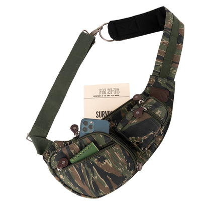 Rothco 24984 Vintage Canvas Crossbody Sling Bag, Tiger Stripe Camo