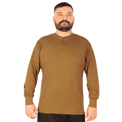 Rothco Long Sleeve Henley T-Shirt Work Brown Size XL – Comfortable Casual Military Style