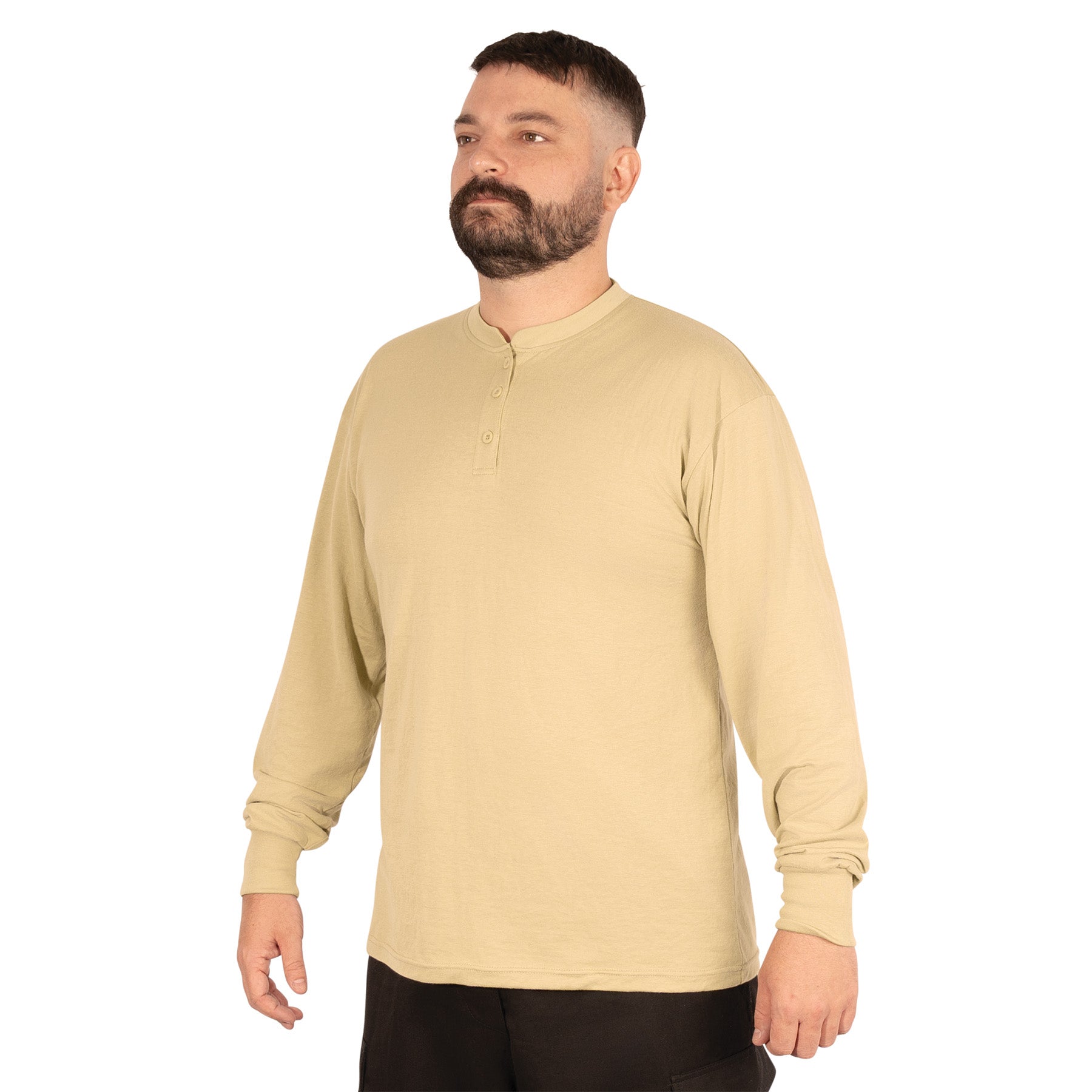 Rothco Long Sleeve Henley T-Shirt in Desert Sand, Size Small
