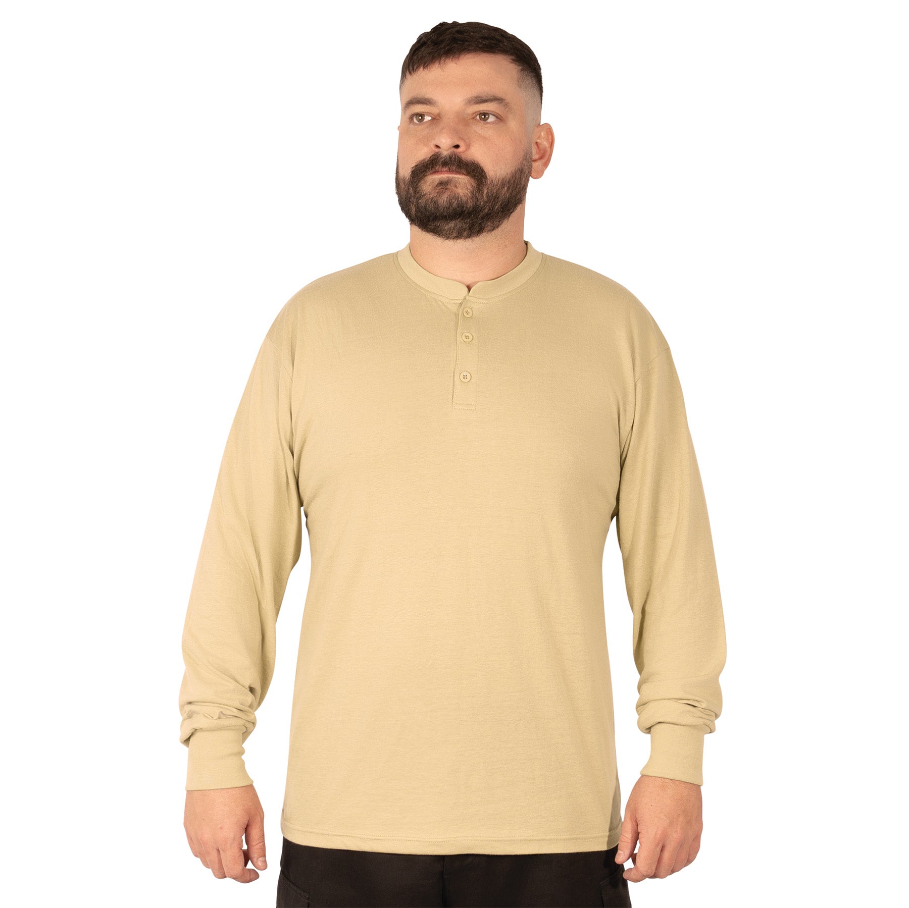 Rothco Long Sleeve Henley T-Shirt in Desert Sand, Size Large