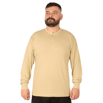 Rothco Long Sleeve Henley T-Shirt in Desert Sand – Size XL