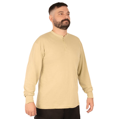 Rothco Long Sleeve Henley T-Shirt in Desert Sand – Size XL